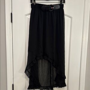 No Boundaries Black Ruffled Hem High-Low Belted Skirt Size medium 7-9